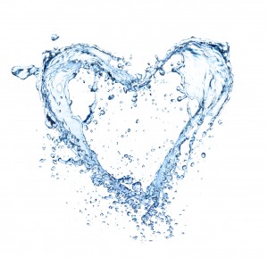 Heart symbol made of liquid splashes