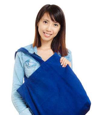Asian woman using recycle bag