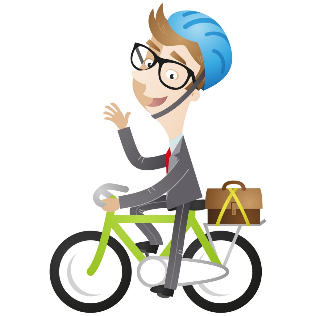Businessman, bicycle, commute, eco-friendly