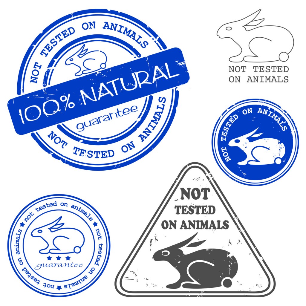 Not tested on animals written inside the stamp. Blue grunge rubb