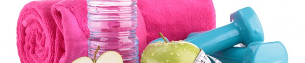dieting food and fitness equipment
