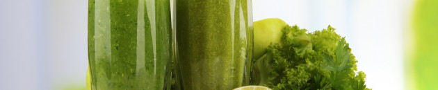 Glasses of green vegetable juice