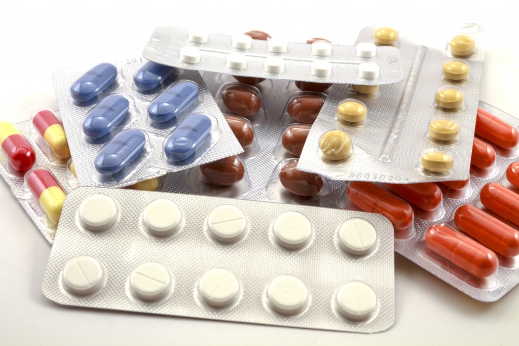 Medicines on white background