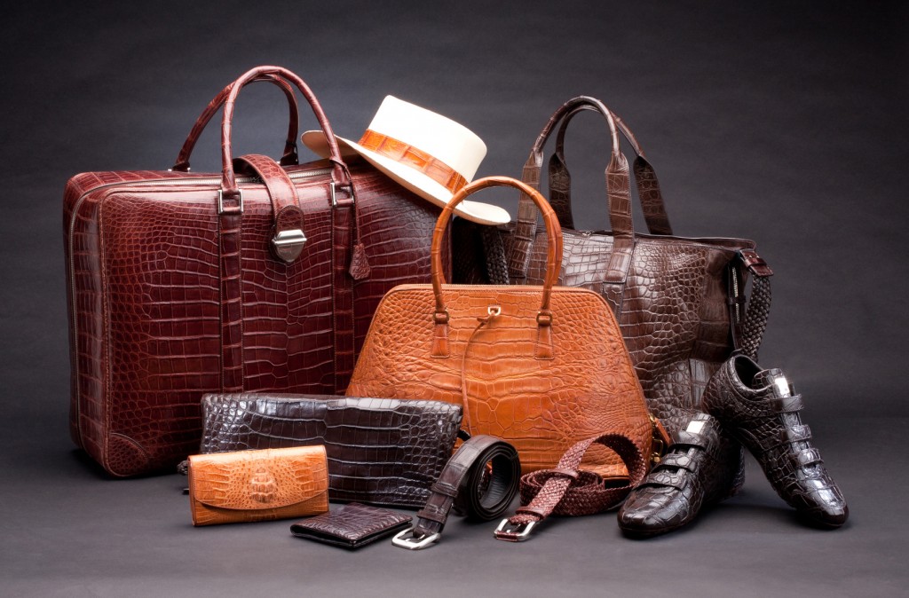 Set of products which made of crocodile leather