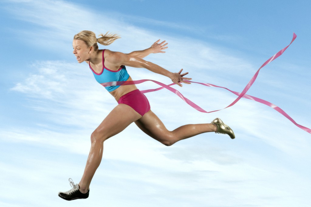 Sprinter Crossing the Finish Line