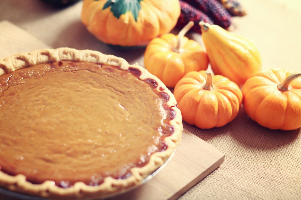 Pumpkin pie with autumn vegetables